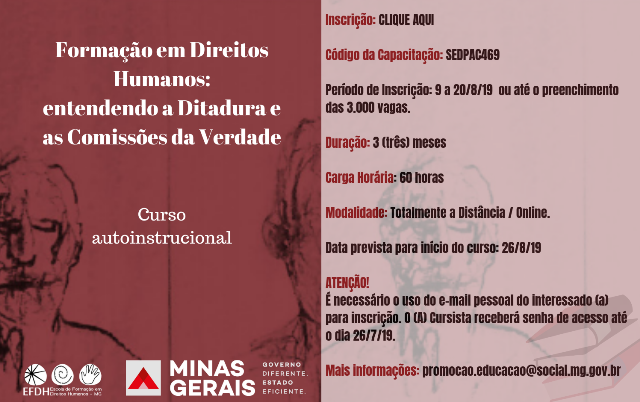 Sedese abre inscrições para o curso “Entendendo a Ditadura e as Comissões da Verdade” 