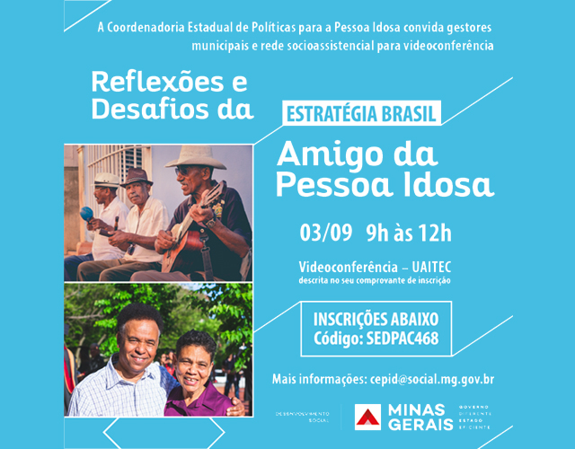Sedese abre inscrições para videoconferência sobre a pessoa idosa 
