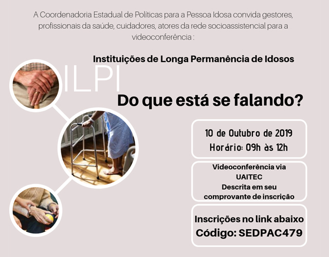 Sedese abre inscrições para videoconferência sobre atendimento à pessoa idosa